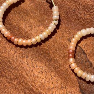 Sunset Seed Mini Hoop Earrings, Handmade Beaded